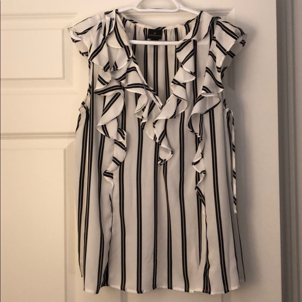 Black and white pinstripe dress top